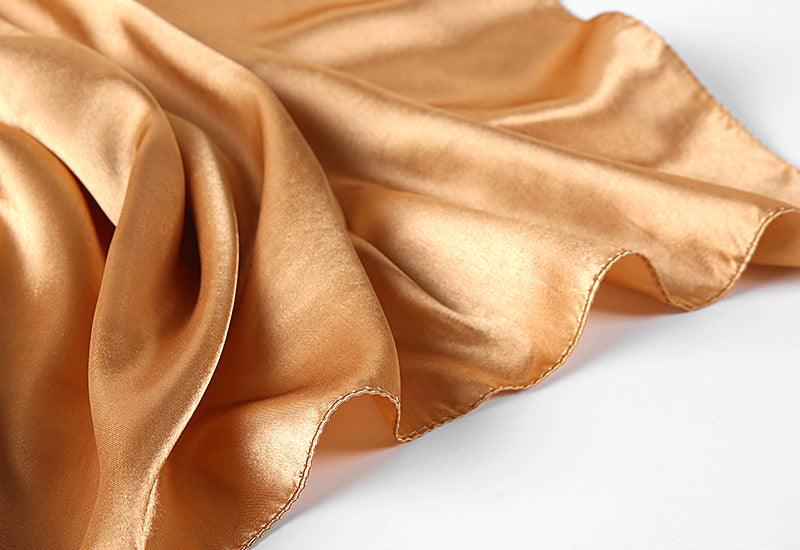 Luxury Long Soft Square Silk Scarves Lightweight Elegant Satin Silk Soft Head Wrap Escharpe Hijab Scarf Muslim Female Silky Shawls Wrap Hair Head Scarves Bandanna For  Women 90*90cm