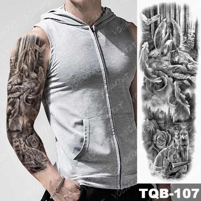 Full Arm Temporary Tattoos 8 Sheets and Half Arm Shoulder Waterproof Tattoos Elegant Large Lion Sleeve Sticker Tattoo Waterproof Temporary Big Wolf Tatoos For Men and Women - STEVVEX Beauty - 103, 3D Tattoo, Animal Tattoo, Arm Tattoo, Back Tattoo, Beauty, Big Tattoo, Black Tattoos, Body Tattoo, Extra Large Tattoo, Lion Tattoo, Men Tattoo, Mens Tattoo, Modern Tatoos, Tattoo, Tiger Tattoo, Waterproof Tattoo, Wolf Tattoo, Women Tattoo, Womens Tattoo - Stevvex.com