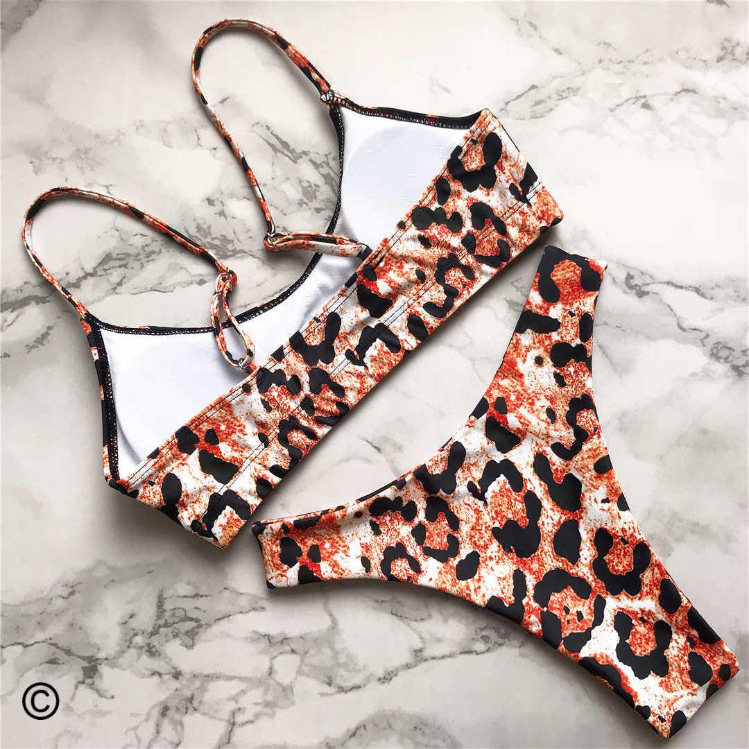 Leopard Bikini Women Swimwear Female Swimsuit Women Two Pieces Scalloped Bikini Set Swimsuits  Bathing Suit Two-pieces Bikini Set Bather Bathing Suit