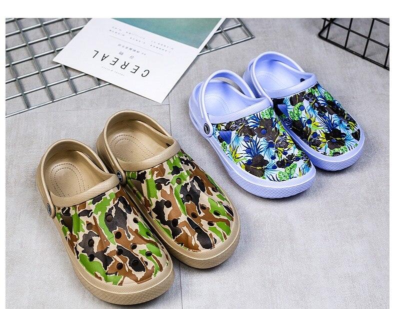 Mens Womens Sandals Hole Shoes Rubber Clogs Couple Garden Shoes Color Printing Air Cushion Beach Sandals Unisex Garden Clogs Lightweight Slip On Women Men Beach Sandals Water Shoes