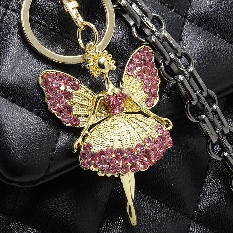 Creative Jewelry Pendant Key Ring Alloy Rhinestone Butterfly Fairy Key Ring Handbag Pendant Car Key Ring Female Jewelry Gift Butterfly Wing Fairy Keychain Rhinestone Dancing Ballet Car Keychain