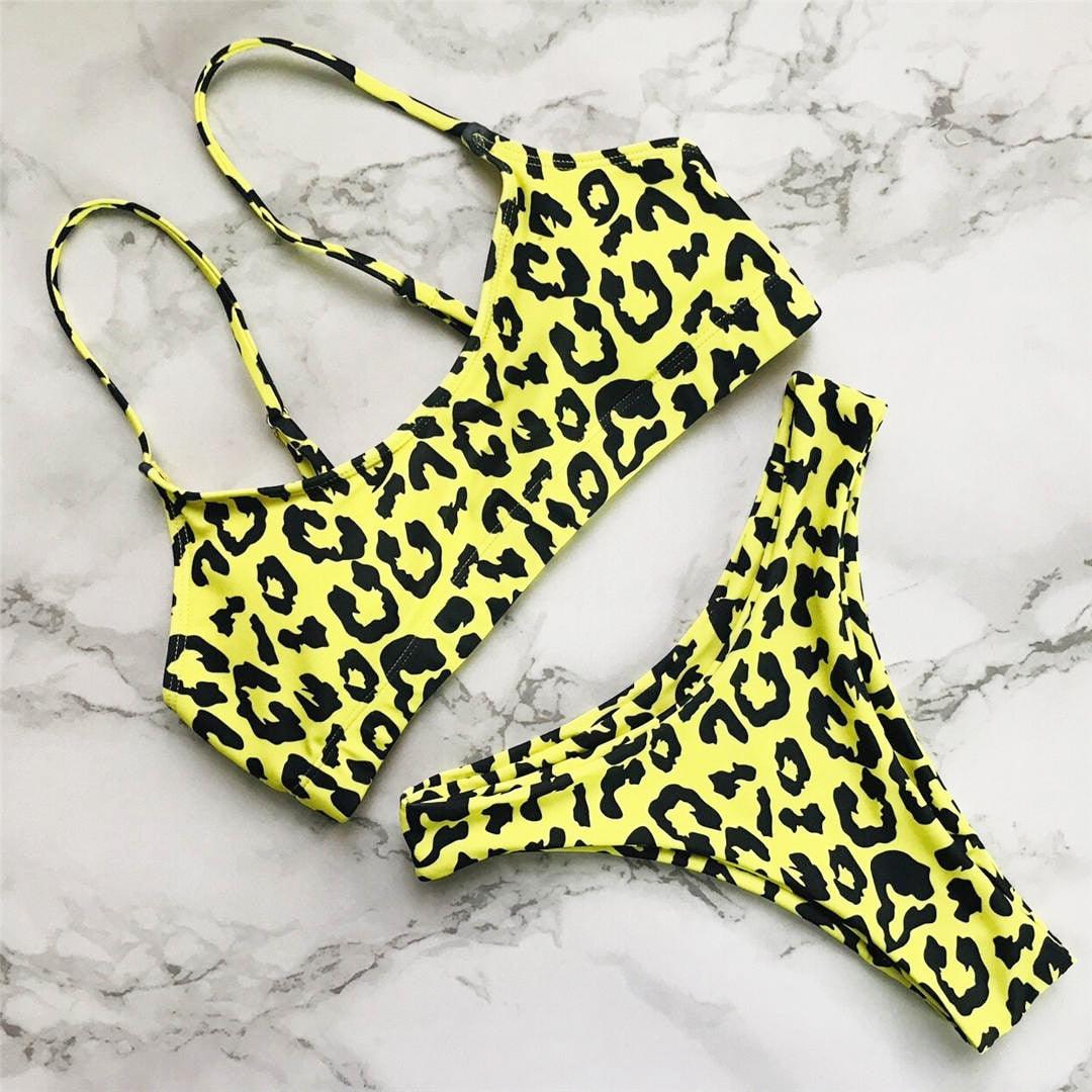 Leopard Bikini Women Swimwear Female Swimsuit Two-piece Bikini Set Comfortable Bathing Suit Swim Lady High Waist Bikini Set For Women Athletic Two Piece Soft Swimsuit Sporty Scoop Neck Bathing Suit