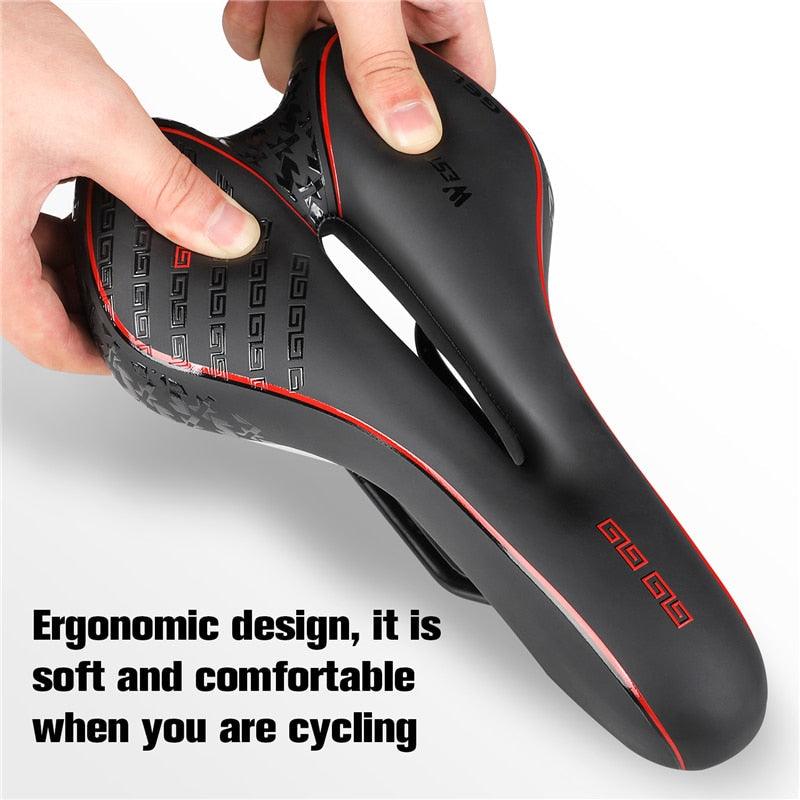 Leather Bike Saddle Road Bike Front Seat Cycling Saddles For Mens Breathable Hollow Cushion Bicycle Saddle Comfort Bike Saddle Ergonomic Waterproof Bicycle Seat For Road Bike Mountain Bike Seats