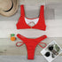 Modern White Bikini Hollow Out Swimsuit Female High Cut Swimwear Solid Fashion Bathing Suit Beach Wear Women's Front Cutout Bikini Sets Two Piece Summer Party Bathing Suits