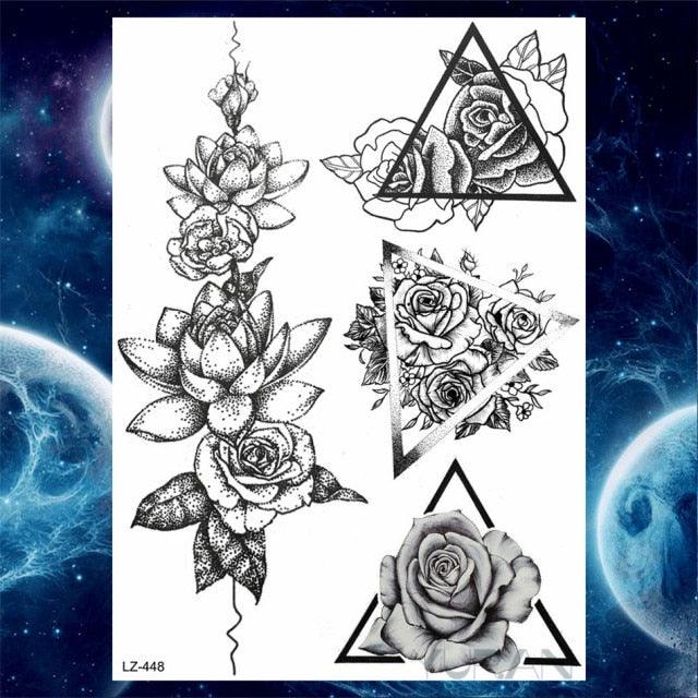 Luxury Colorful Flower Lavender Waterproof Temporary Tattoos Animals Arm Chest Tattoo Stickers Elegant Summer Style For Womens Mens