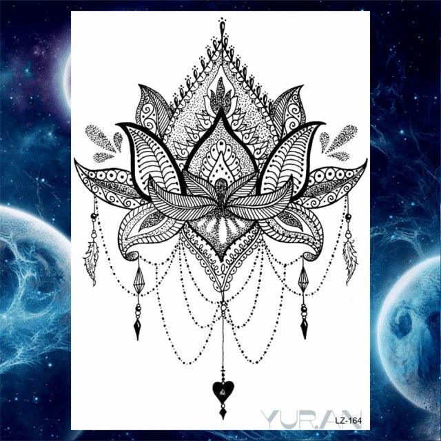 Luxury Colorful Flower Lavender Waterproof Temporary Tattoos Animals Arm Chest Tattoo Stickers Elegant Summer Style For Womens Mens