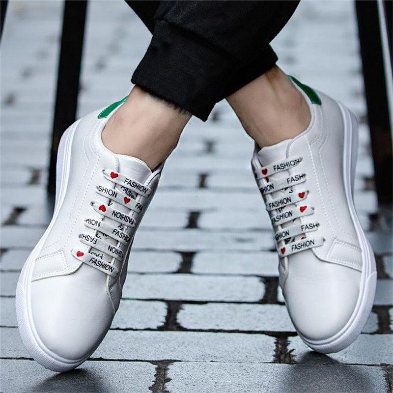 School Casual Leather Mens Sneakers Fashion Flat Outdoor Sneakers Classic Sports Flat Low Top Sneaker Lace-up Fashion Walking Jogging Non Slip Athletic Comfortable Mens Sneakers