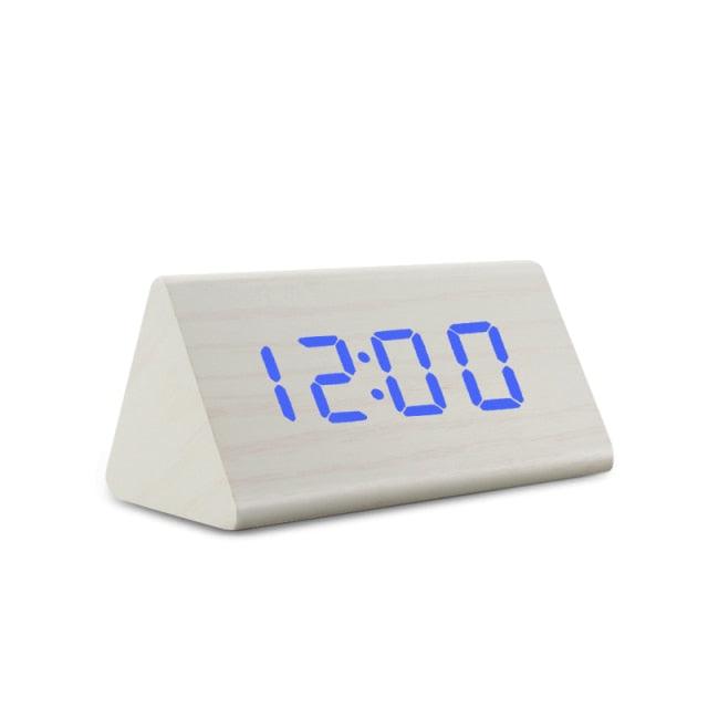 Digital Clock LED Wooden Alarm Clock Digital Alarm Clock with Wooden Electronic LED Time Display 3 Alarm Settings Humidity & Temperature Detect Wood Made Electric Clocks Table Sound Control Electronic Clocks Desktop USB/AAA Powered Home Table Decor