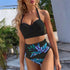 High Waist Bikini Leaf Print Swimsuit Women Push Up Swimwear Female Halter Bathing Suit Vintage Swimming Suit Women Vintage Underwire High Waist Swimsuit Two Pieces Halter Lace Up Adjustable Bikini Top