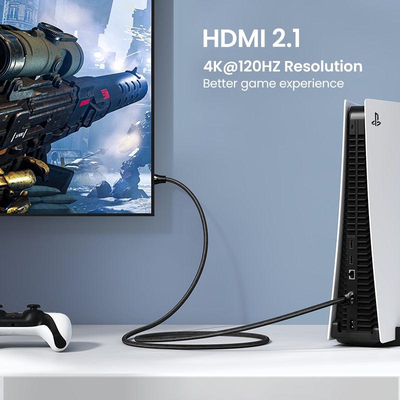 Black HDMI Cable 2.1 8K60Hz 4K120Hz HDMI Splitter HDR10 48Gbps Ultra High Speed 4K 120Hz Braided HDMI Cable Dynamic HDR Vision HDR 10 Compatible With UHD TV Gaming Console