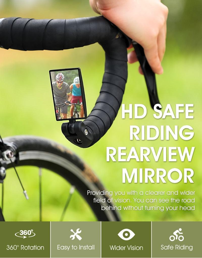 Adjustable Rotation Bike Rearview Mirror Cycling Rear View Road Bicycle Handlebar Mirrors Convex Mirror With 360˚Adjustable Handlebar Installation For Mountain Road Bike Electric Bicycle Accessories