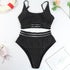 Luxury Women Black Bikini High Waist Swimwear Female 2 Pieces Set Swimsuit Bathing Suit Women Beach Women's High Waisted Bandage Bikini Set Two Piece Push Up Swimsuits