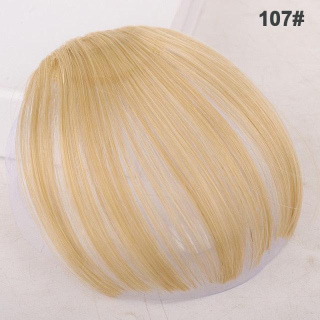 Women Clip In Hair Bangs Hairpiece Synthetic Fake Hair Piece Clip In Hair Extensions Front Natural Flat Neat Fringe Bangs With Temples For Women One Piece Hairpiece