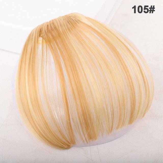 Women Clip In Hair Bangs Hairpiece Synthetic Fake Hair Piece Clip In Hair Extensions Front Natural Flat Neat Fringe Bangs With Temples For Women One Piece Hairpiece