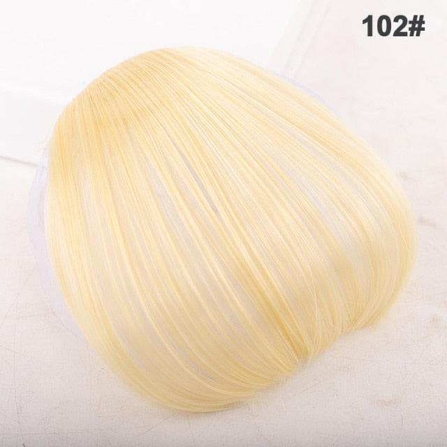 Women Clip In Hair Bangs Hairpiece Synthetic Fake Hair Piece Clip In Hair Extensions Front Natural Flat Neat Fringe Bangs With Temples For Women One Piece Hairpiece