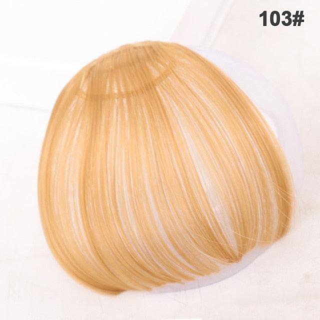 Women Clip In Hair Bangs Hairpiece Synthetic Fake Hair Piece Clip In Hair Extensions Front Natural Flat Neat Fringe Bangs With Temples For Women One Piece Hairpiece