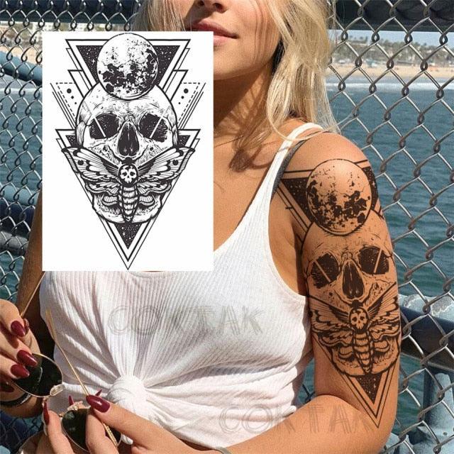 Realistic Black Temporary Small Big Tattoos Space Planets Animals Tatoos Waterproof  Face Hands Tattoos For Girls Mens