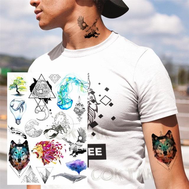 Realistic Black Temporary Small Big Tattoos Space Planets Animals Tatoos Waterproof  Face Hands Tattoos For Girls Mens