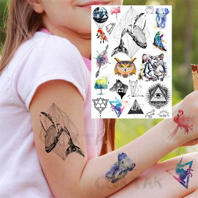 Realistic Black Temporary Small Big Tattoos Space Planets Animals Tatoos Waterproof  Face Hands Tattoos For Girls Mens