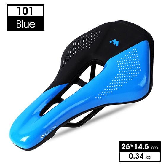 Ultra Light Comfortable Bicycle Saddle Mountain Road Bike Seat Soft Leather Hollow Breathable Cushion Seat Ergonomics Design Breathable Suspension Gel Bike Saddle Cushion For Mountain Bike Road Bike