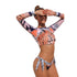 Surfing Swimsuit For Women Bikini Long Sleeve Swimwear Tiger Print Push Up Summer Bath Suit Two Piece Surfing Rash Guard Bikini Long Sleeve Swimsuit Set