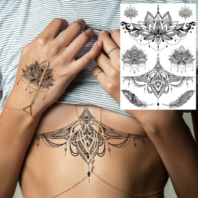 53 Sheets Black Lace Temporary Tattoos Sticker Butterfly Flower Fake Tatoo Sticker Sexy Black Henna Temporary Tattoos For Women - STEVVEX Beauty - 103, Animal Tattoo, Arm Tattoo, Back Tattoo, Beauty, Big Tattoo, Black Tattoos, Body Tattoo, Fashion Tattoo, Girls Tattoo, Large Black Tattoo, Leg Tattoo, Luxury Tattoo, Sketch Tattoo, Stylish Tattoo, Tattoo, Waterproof Tattoo, Wedding Tattoo, Women Tattoo, Womens Tattoo - Stevvex.com