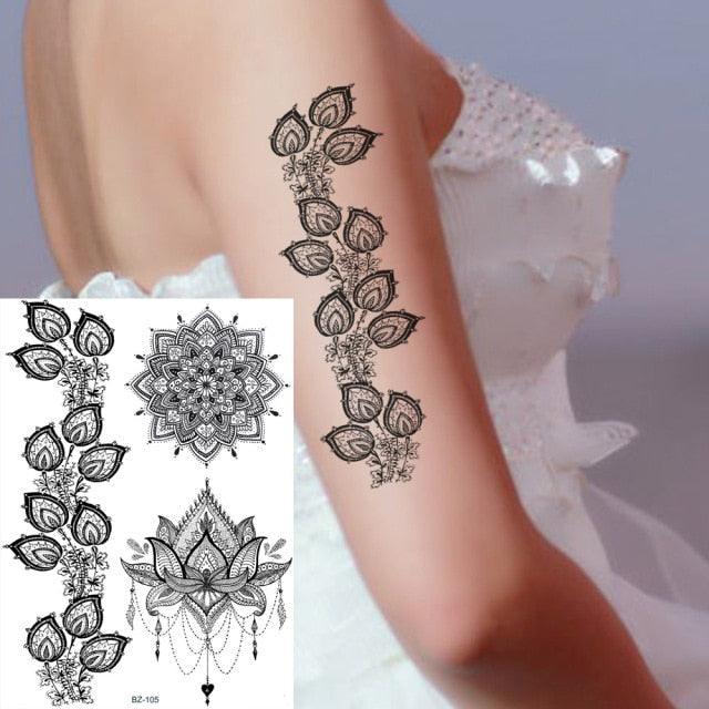 53 Sheets Black Lace Temporary Tattoos Sticker Butterfly Flower Fake Tatoo Sticker Sexy Black Henna Temporary Tattoos For Women - STEVVEX Beauty - 103, Animal Tattoo, Arm Tattoo, Back Tattoo, Beauty, Big Tattoo, Black Tattoos, Body Tattoo, Fashion Tattoo, Girls Tattoo, Large Black Tattoo, Leg Tattoo, Luxury Tattoo, Sketch Tattoo, Stylish Tattoo, Tattoo, Waterproof Tattoo, Wedding Tattoo, Women Tattoo, Womens Tattoo - Stevvex.com