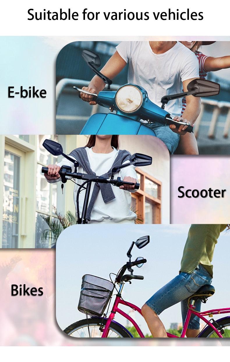 Smart Bicycle Stylish Handlebar Design Reflector Rear View Mirror Mountain Bike Electrical Bike Scooter HD Wide-Range Adjustable Angles Mirror Wide Range Back Reflector Vision Adjustable Left Right Mirrors For Road Electric Bike