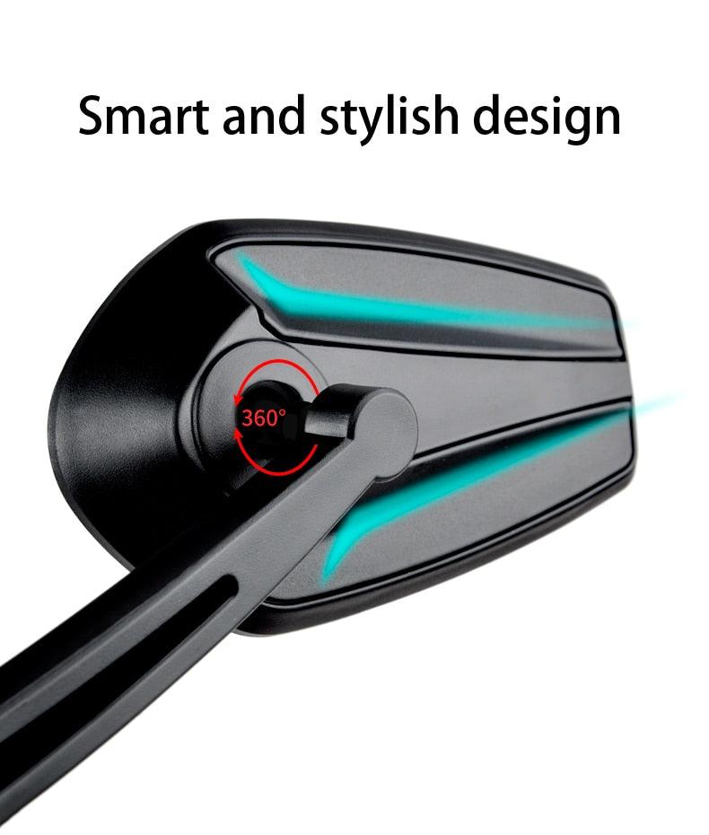 Smart Bicycle Stylish Handlebar Design Reflector Rear View Mirror Mountain Bike Electrical Bike Scooter HD Wide-Range Adjustable Angles Mirror Wide Range Back Reflector Vision Adjustable Left Right Mirrors For Road Electric Bike