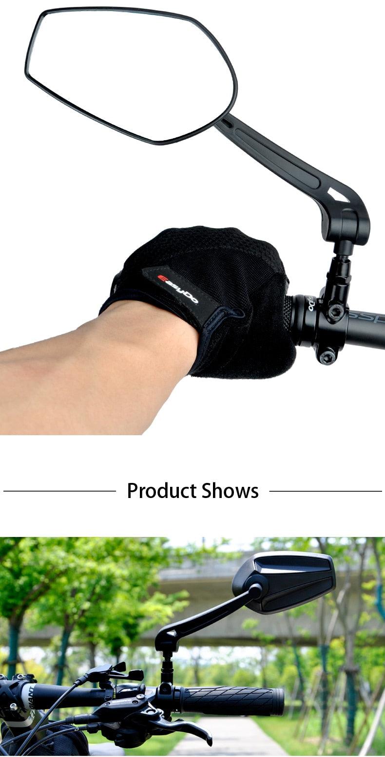 Smart Bicycle Stylish Handlebar Design Reflector Rear View Mirror Mountain Bike Electrical Bike Scooter HD Wide-Range Adjustable Angles Mirror Wide Range Back Reflector Vision Adjustable Left Right Mirrors For Road Electric Bike