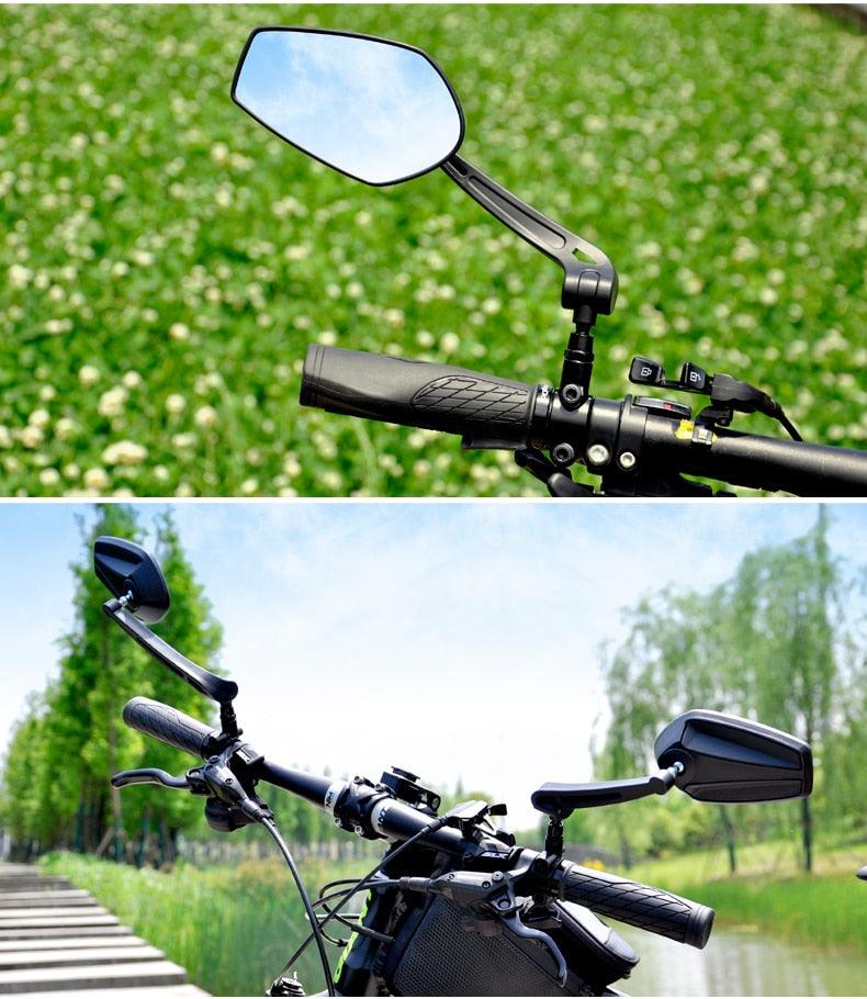 Smart Bicycle Stylish Handlebar Design Reflector Rear View Mirror Mountain Bike Electrical Bike Scooter HD Wide-Range Adjustable Angles Mirror Wide Range Back Reflector Vision Adjustable Left Right Mirrors For Road Electric Bike