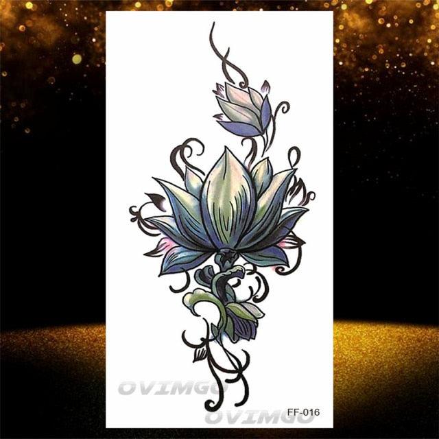 Temporary Lotus Flower Sticker Tattoo Fake Black Elegant Flower Design Women Body Art Fake Arm Tattoo Stickers For Womens - STEVVEX Beauty - 103, Arm Tattoo, Back Tattoo, Beauty, Big Tattoo, Black Tattoos, Body Tattoo, Different Tattoo, Fashion Tattoo, Flower Tattoo, Girls Tattoo, Large Tattoo, Leg Tattoo, Lotus Tattoo, Luxury Tattoo, Realistic Tattoo, Stylish Tattoo, Tattoo, Waterproof Tattoo, Women Tattoo, Womens Tattoo - Stevvex.com