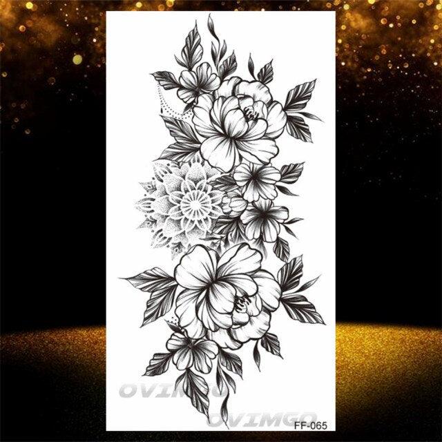 Temporary Lotus Flower Sticker Tattoo Fake Black Elegant Flower Design Women Body Art Fake Arm Tattoo Stickers For Womens - STEVVEX Beauty - 103, Arm Tattoo, Back Tattoo, Beauty, Big Tattoo, Black Tattoos, Body Tattoo, Different Tattoo, Fashion Tattoo, Flower Tattoo, Girls Tattoo, Large Tattoo, Leg Tattoo, Lotus Tattoo, Luxury Tattoo, Realistic Tattoo, Stylish Tattoo, Tattoo, Waterproof Tattoo, Women Tattoo, Womens Tattoo - Stevvex.com