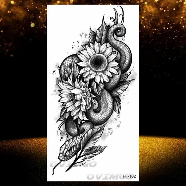 Temporary Lotus Flower Sticker Tattoo Fake Black Elegant Flower Design Women Body Art Fake Arm Tattoo Stickers For Womens - STEVVEX Beauty - 103, Arm Tattoo, Back Tattoo, Beauty, Big Tattoo, Black Tattoos, Body Tattoo, Different Tattoo, Fashion Tattoo, Flower Tattoo, Girls Tattoo, Large Tattoo, Leg Tattoo, Lotus Tattoo, Luxury Tattoo, Realistic Tattoo, Stylish Tattoo, Tattoo, Waterproof Tattoo, Women Tattoo, Womens Tattoo - Stevvex.com