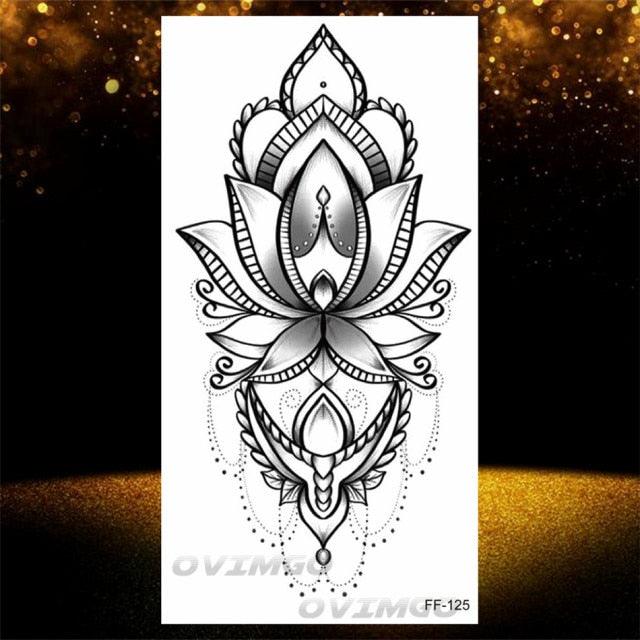 Temporary Lotus Flower Sticker Tattoo Fake Black Elegant Flower Design Women Body Art Fake Arm Tattoo Stickers For Womens - STEVVEX Beauty - 103, Arm Tattoo, Back Tattoo, Beauty, Big Tattoo, Black Tattoos, Body Tattoo, Different Tattoo, Fashion Tattoo, Flower Tattoo, Girls Tattoo, Large Tattoo, Leg Tattoo, Lotus Tattoo, Luxury Tattoo, Realistic Tattoo, Stylish Tattoo, Tattoo, Waterproof Tattoo, Women Tattoo, Womens Tattoo - Stevvex.com