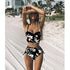 High Waist Bikini Set Push Up Bandage Bikini Swimwear Women Two Pieces Swimsuit Strappy Women High Waist Bikini Set Athletic Two Piece Swimsuit Sporty Scoop Neck Bathing Suit For Teen Girls With Shorts