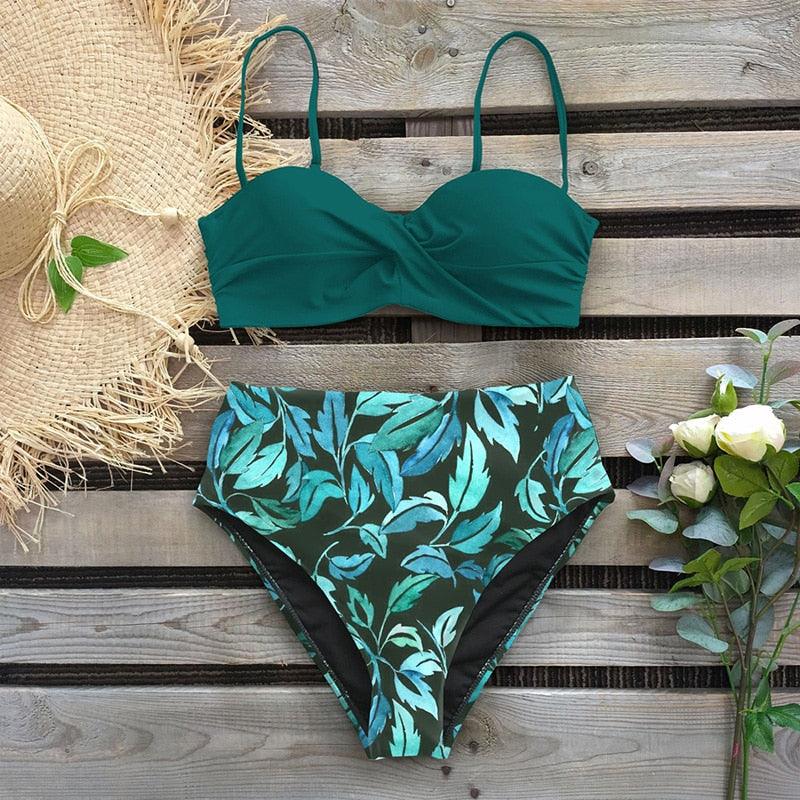 Bikini Female Swimsuit Women Swimwear Push Up Bikinis Set High Waist Swimming Suits Two Piece Set Women Swimsuit Solid Printed Bikini Push-Up Pad Swimwear Set Beachwear Ruffled Bathing Suit