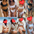 Bikini New 2 Piece Women Swimsuit Women's High Waist Bikini Set Fashion Puff Sleeve Swimwear Set Bathing Suits Solid Color Short Puff Sleeve Summer High Waist Cut Backless Bathing Suit Beachwear