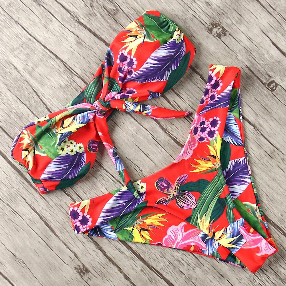 Solid Bikini Set Swimsuit Women Bikini Swimwear Female Halter Top Bathing Suit Swimming Wear Bikini High Cut Swimsuit High Waist Plus Size Summer Swimwear