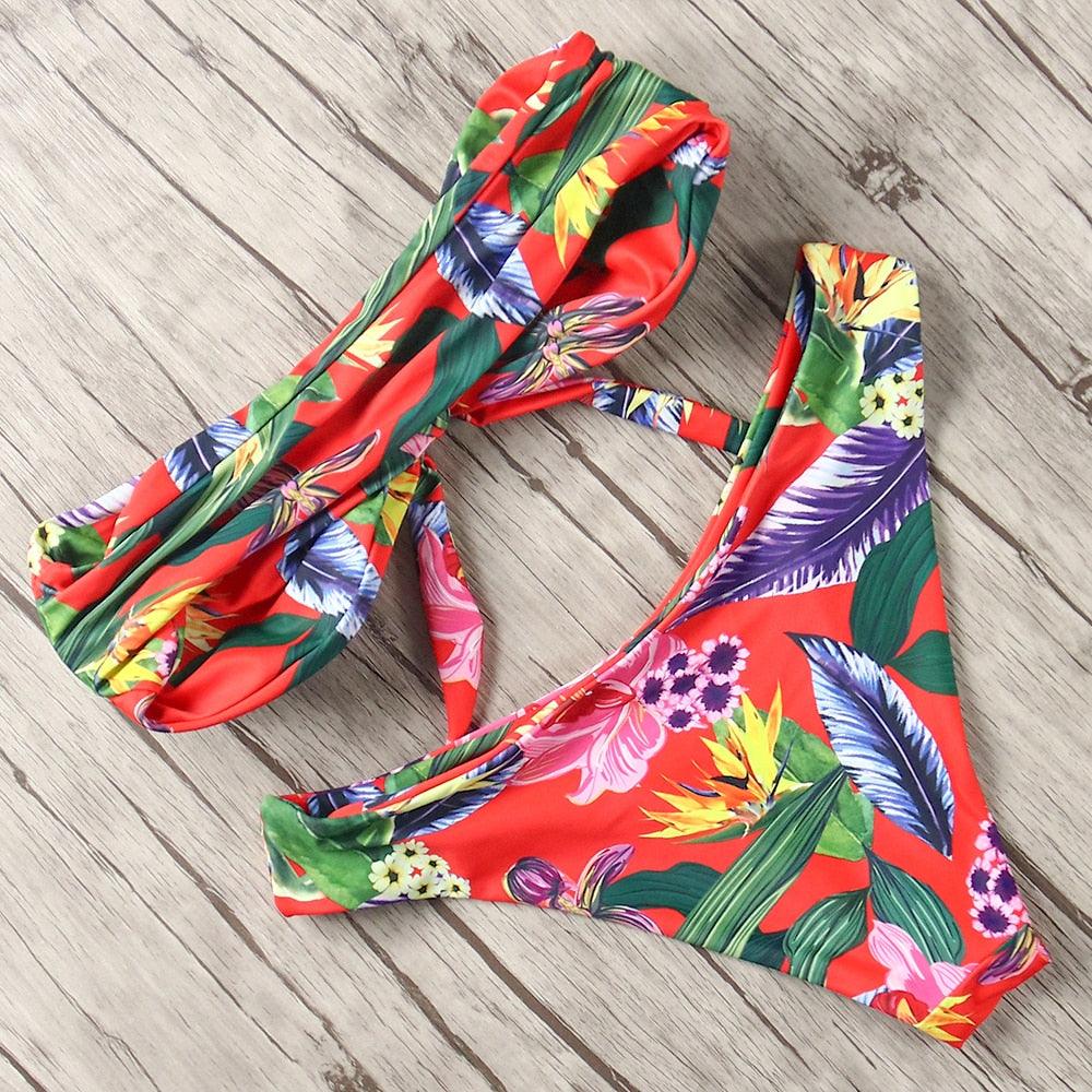 Solid Bikini Set Swimsuit Women Bikini Swimwear Female Halter Top Bathing Suit Swimming Wear Bikini High Cut Swimsuit High Waist Plus Size Summer Swimwear