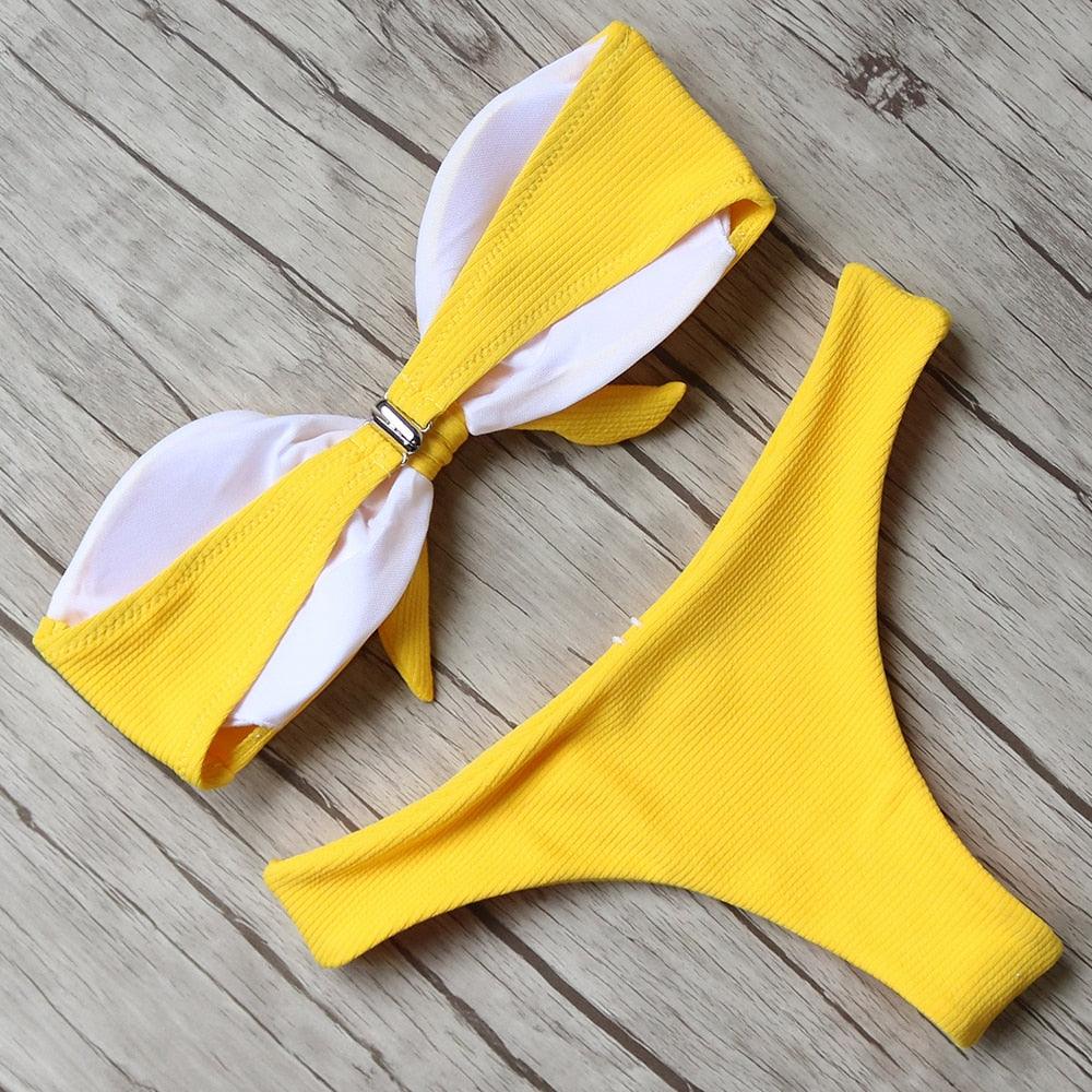 Solid Bikini Set Swimsuit Women Bikini Swimwear Female Halter Top Bathing Suit Swimming Wear Bikini High Cut Swimsuit High Waist Plus Size Summer Swimwear