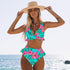 Women Summer High Waist Ruffle Bikini Set Swimwear Women Lady Floral Female Push Up Swimsuit Summer Beach Wear Bikini Pure Color Bikini Charming Ruffled Bra And Bottom Swimsuits