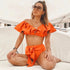 Two-Pieces Women  Push-Up Padded Bra Ruffles Bandage Bikini Set Swimsuit  Women's Bathing Suits Ruffles Flounce Bikini Sets Low Rise Two Piece Swimsuit Swimwear Bathing Suit Beachwear