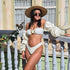 Trendy High Waist Bikini New Long Sleeve Swimsuit  Women's Long Sleeve High Waist Off-Shoulder Swimwear Women Bubble Sleeve Bikinis Mesh Charming Beach Wear