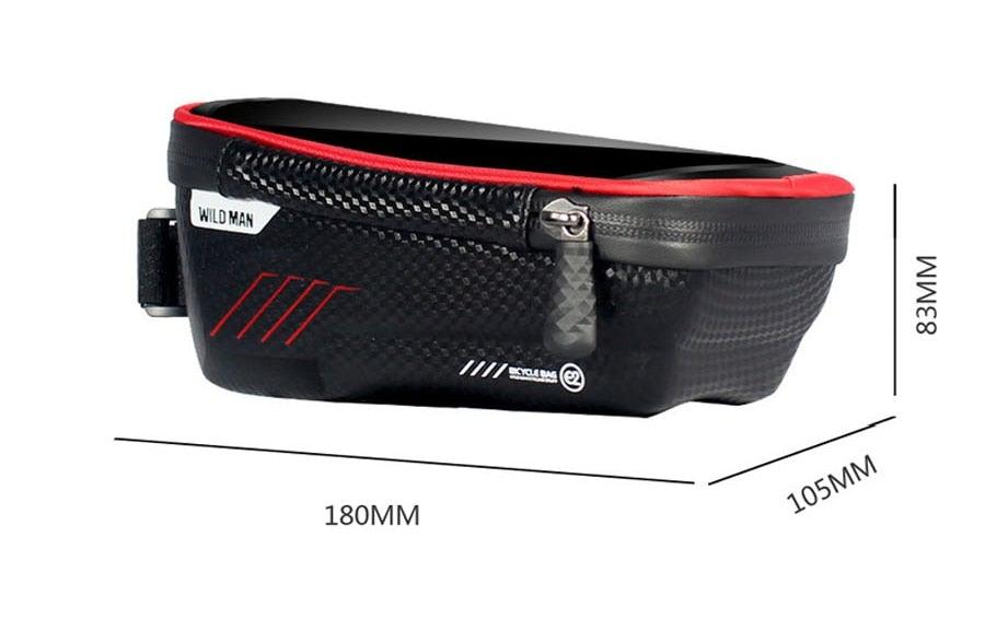 Black Bike Bag Frame Front Top Tube Cycling Bag Waterproof Phone Case Touchscreen Bag  Pack Bicycle Accessories Bike Bicycle Bag Waterproof Bike Phone Mount Bag Front Frame Top Tube Handlebar Bag Touch Screen Holder Case For Cell Phones 6.6in