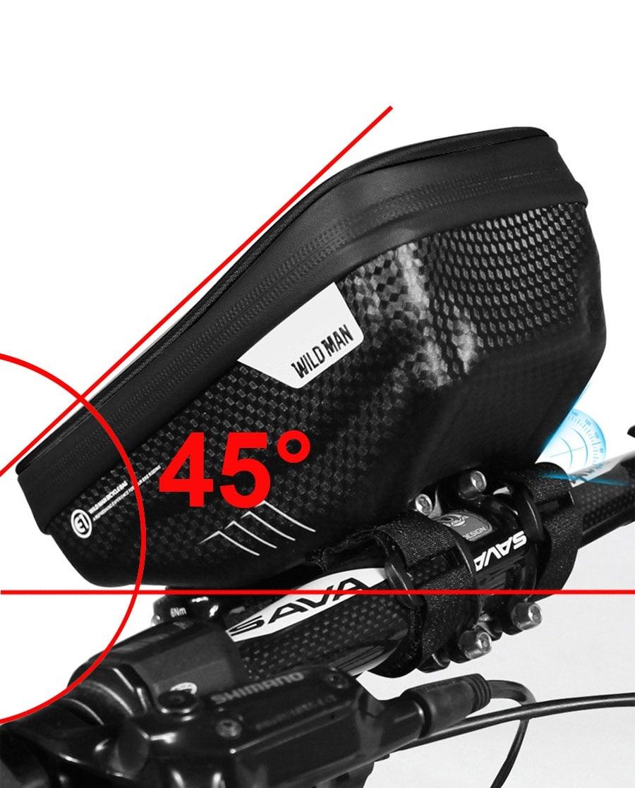 Black Bike Bag Frame Front Top Tube Cycling Bag Waterproof Phone Case Touchscreen Bag  Pack Bicycle Accessories Bike Bicycle Bag Waterproof Bike Phone Mount Bag Front Frame Top Tube Handlebar Bag Touch Screen Holder Case For Cell Phones 6.6in