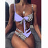 Women High Waist Bikini Swimsuit Swimwear Female Women Metal Ring Cross Bandage Bikini Set Swimsuit Two Piece Cutout Tie Back Bathing Suit Thong Bikini Set Bathing Suit Bather