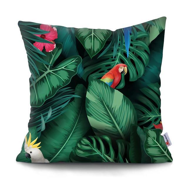 Tropical Plants Palm Leaf Pillow Cover Green Leaves Cushion Covers Flower Decorative Pillow Sofa Decorative Throw Pillow Covers Tropical Green Leaves Floor Pillow Cover for Couch Cushion Cover Plant Monstera Leaf 45x45cm