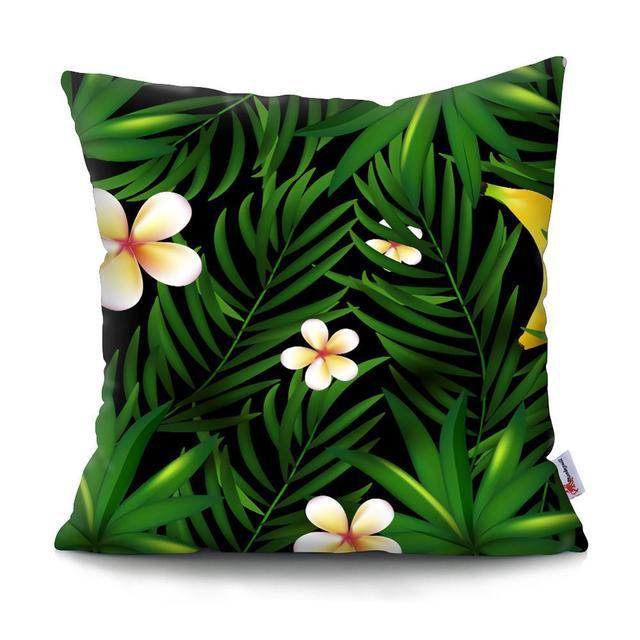 Tropical Plants Palm Leaf Pillow Cover Green Leaves Cushion Covers Flower Decorative Pillow Sofa Decorative Throw Pillow Covers Tropical Green Leaves Floor Pillow Cover for Couch Cushion Cover Plant Monstera Leaf 45x45cm