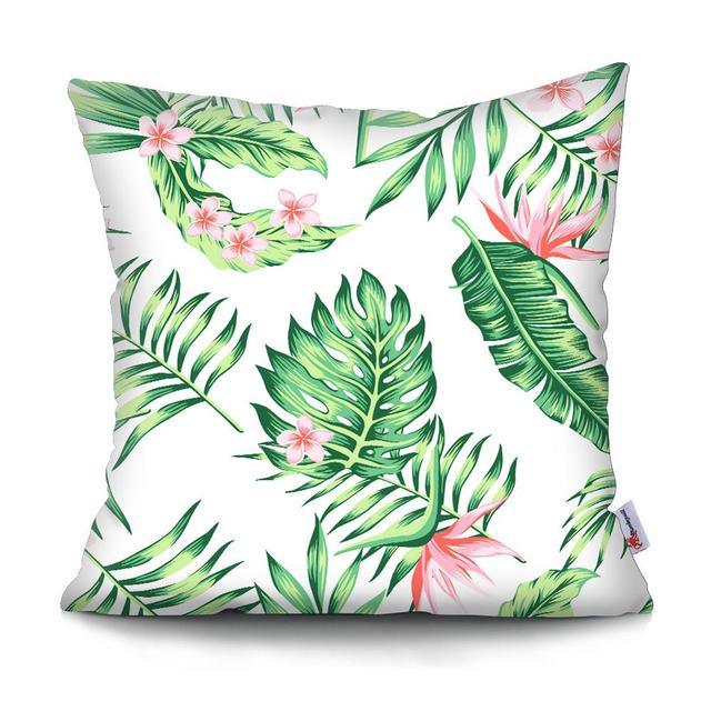 Tropical Plants Palm Leaf Pillow Cover Green Leaves Cushion Covers Flower Decorative Pillow Sofa Decorative Throw Pillow Covers Tropical Green Leaves Floor Pillow Cover for Couch Cushion Cover Plant Monstera Leaf 45x45cm